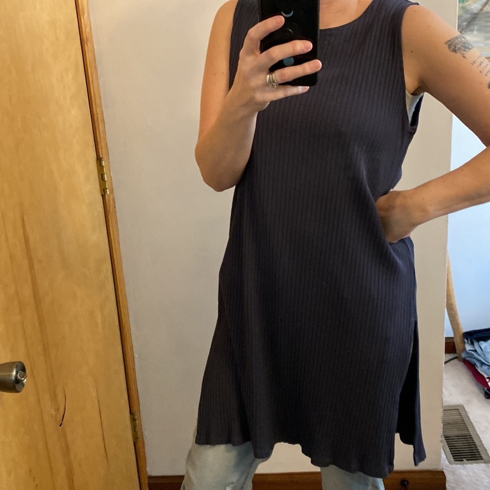 J. Jill Navy Ribbed Sleeveless Tunic